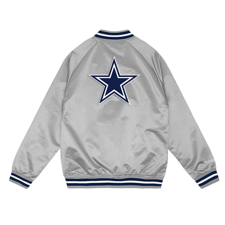 Mitchell and Ness Cowboys M&N Men's Double Clutch Lightweight Satin Jacket Silver