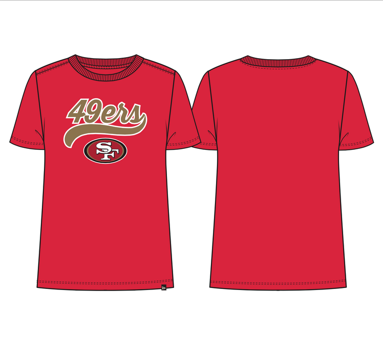 New Era 49ers W NE Red Script Tee