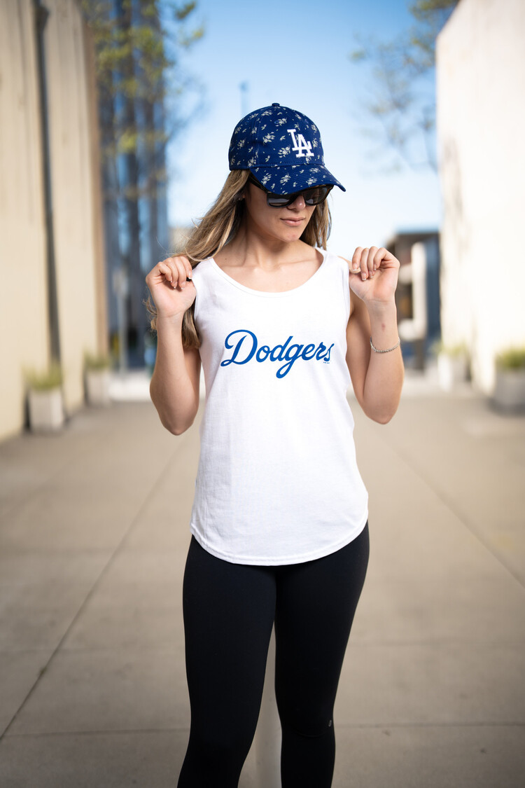 G-III LA Dodgers Women's GIII Preseason White Tank Wordmark