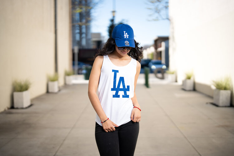 G-III LA Dodgers Women's GIII Preseason White Tank Primary LA