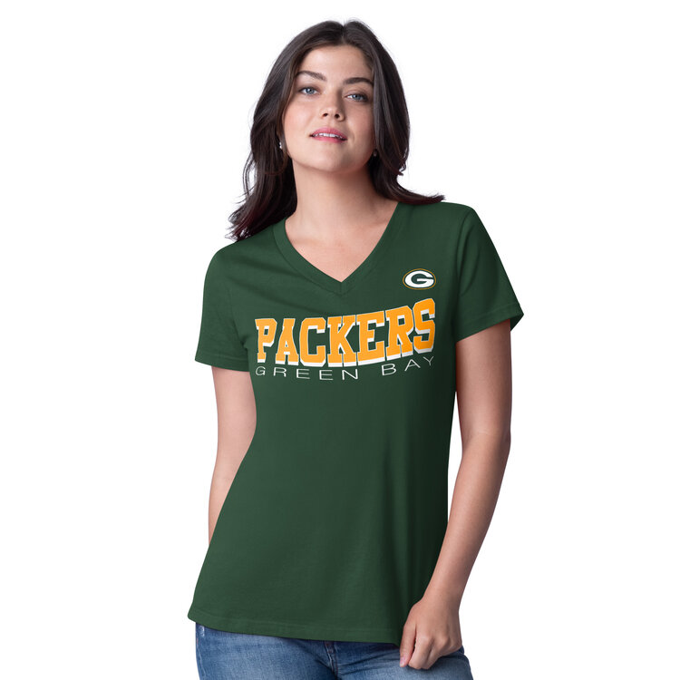 G-III Green Bay Packers Women's G-III Strategy V-Neck Tee