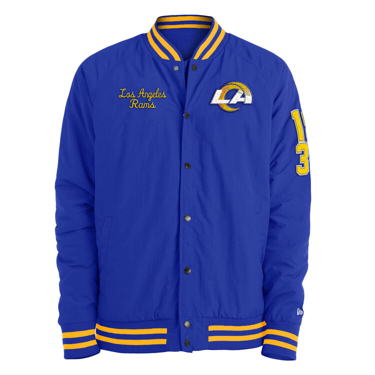 New Era LA Rams NE M Royal Nylon Varsity Snap Button Jacket
