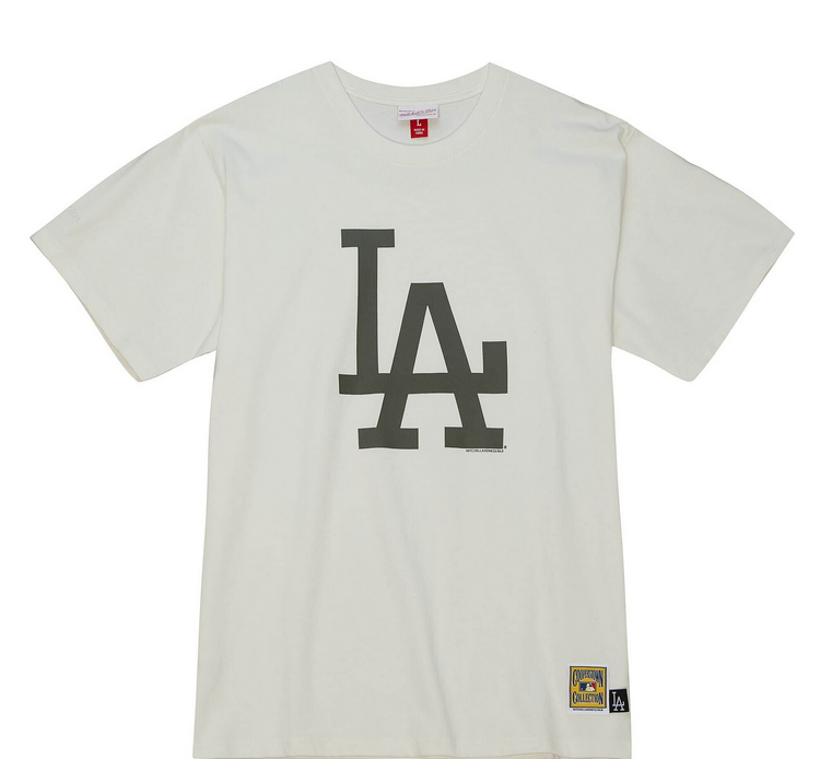 Mitchell and Ness LA Dodgers M&N Cream Short Sleeve Tee