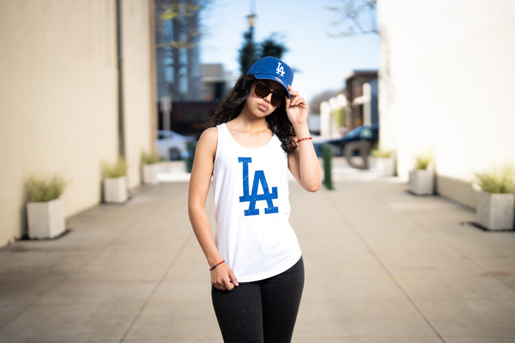 G-III LA Dodgers Women's GIII Preseason White Tank Primary LA