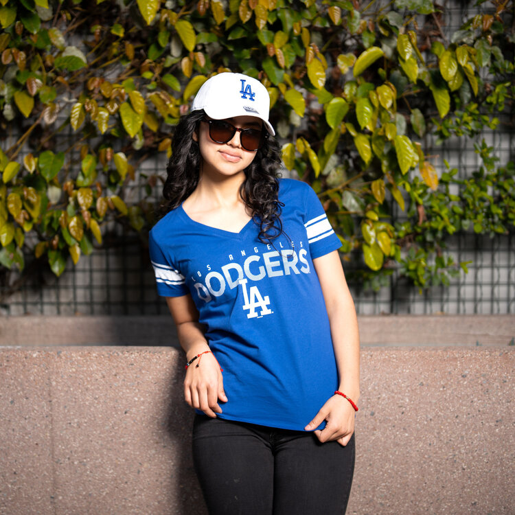 G-III LA Dodgers W GIII First Pick Royal V-Neck Block+LA