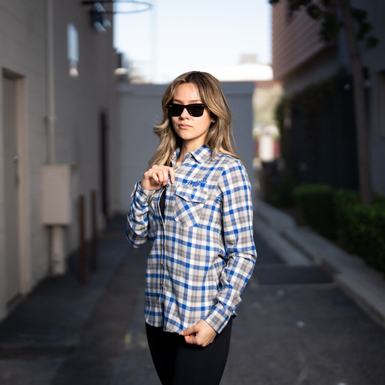 Antigua Dodgers W Ease Flannel L/S