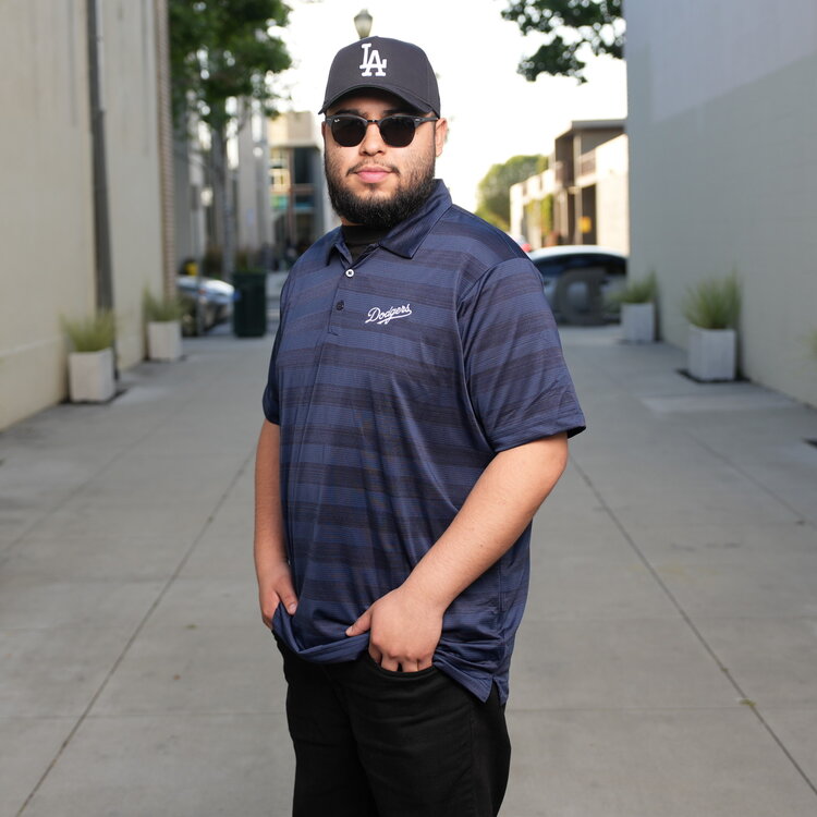 Antigua Dodgers M Polo Compass Navy