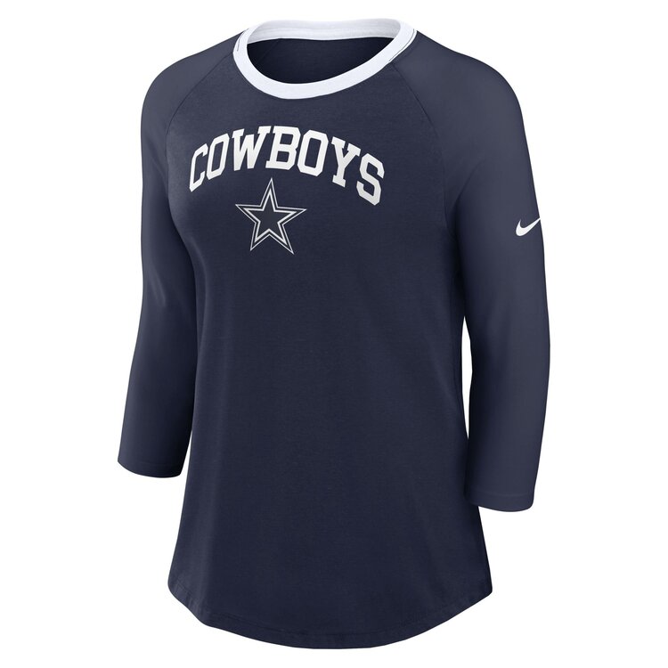 DCM Cowboys W Navy White 3/4-Sleeve Ringer