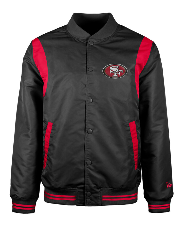 New Era 49ers Men's NE Varsity Wool Button Snap Jacket Black/Red