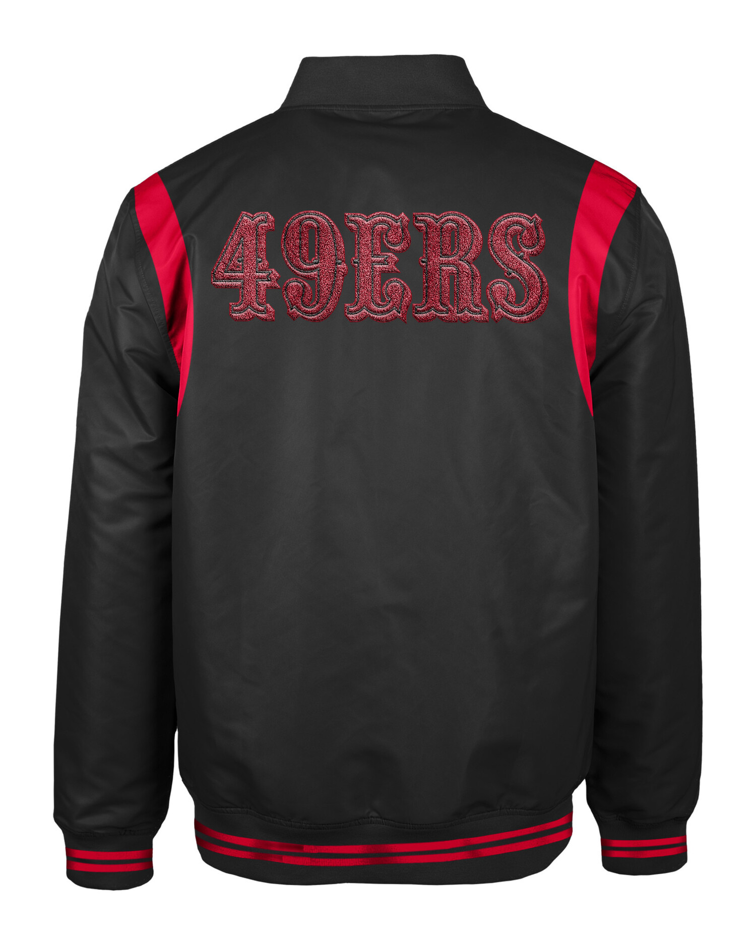 49ers Men's NE Varsity Wool Button Snap Jacket Black/Red - The
