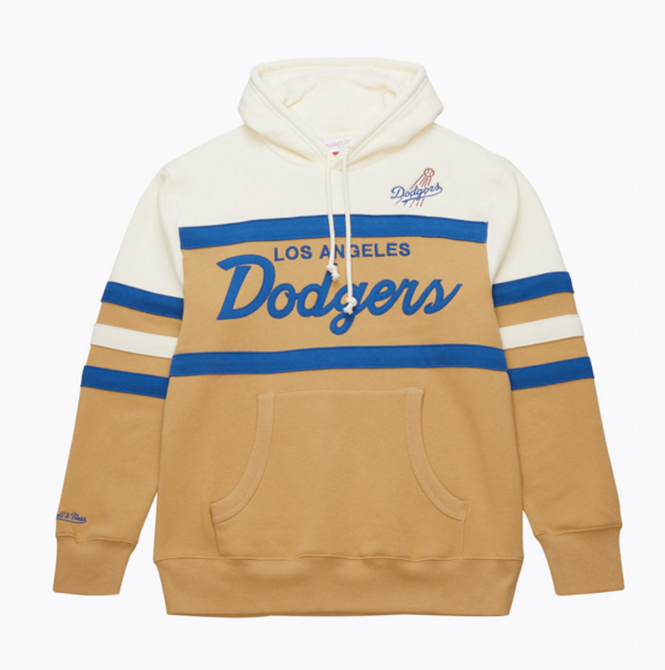 Mitchell and Ness LA Dodgers Mitchell & Ness Head Coach Hoodie Cream/Bronze