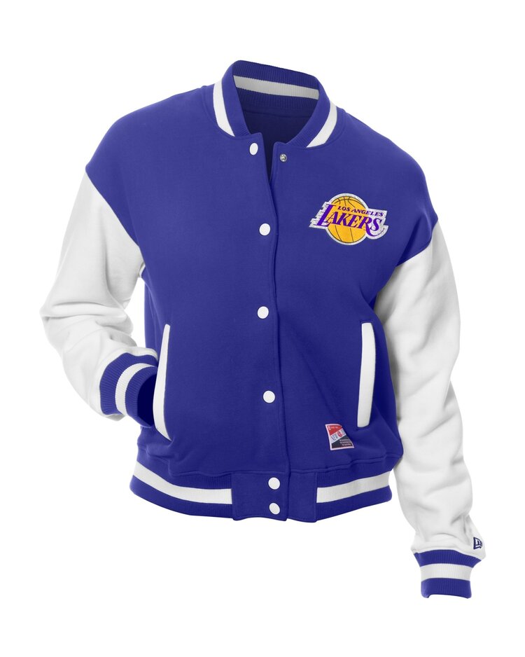 New Era Lakers Women's NE Varsity Cotton Button Snap Jacket Purple/White