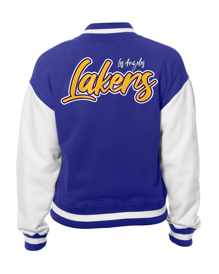 New Era Lakers Women's NE Varsity Cotton Button Snap Jacket Purple/White