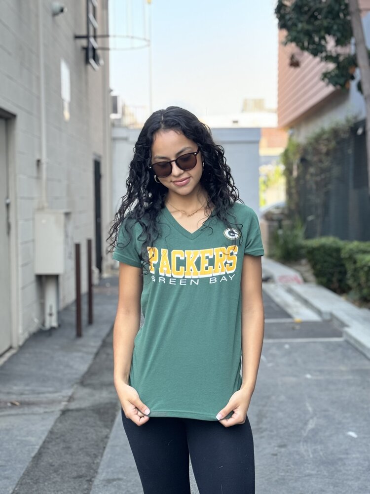 G-III Green Bay Packers Women's G-III Strategy V-Neck Tee