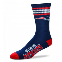 For Bare Feet Sportswear NFL Men's 4 Stripe Deuce Socks Patriots Large