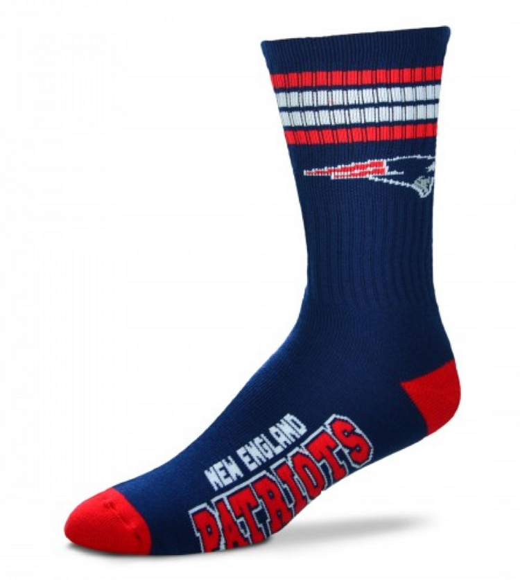 For Bare Feet Sportswear NFL Men's 4 Stripe Deuce Socks Patriots Large