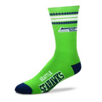 For Bare Feet Sportswear NFL Men's 4 Stripe Deuce Socks Seahawks Large