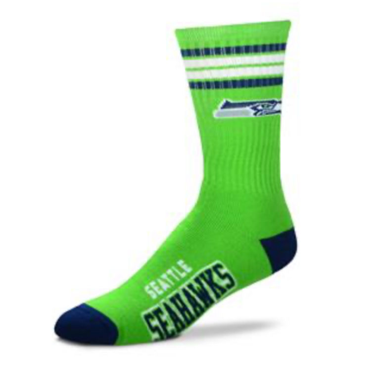 For Bare Feet Sportswear NFL Men's 4 Stripe Deuce Socks Seahawks Large
