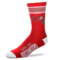 For Bare Feet Sportswear NFL Men's 4 Stripe Deuce Socks Buccaneers Large