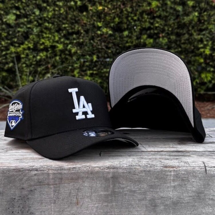 New Era LA Dodgers Black White WS Champs Side Patch 940 A-Frame