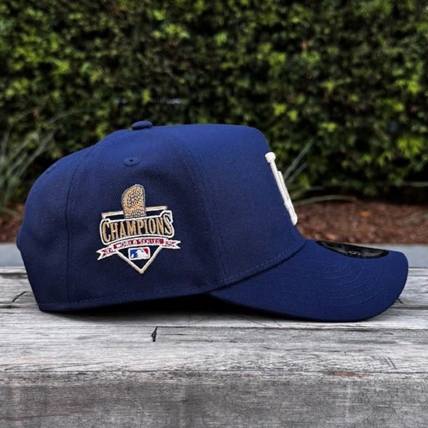 LA Dodgers Navy Ivory WS Champs Trophy 940 A-Frame - The Locker