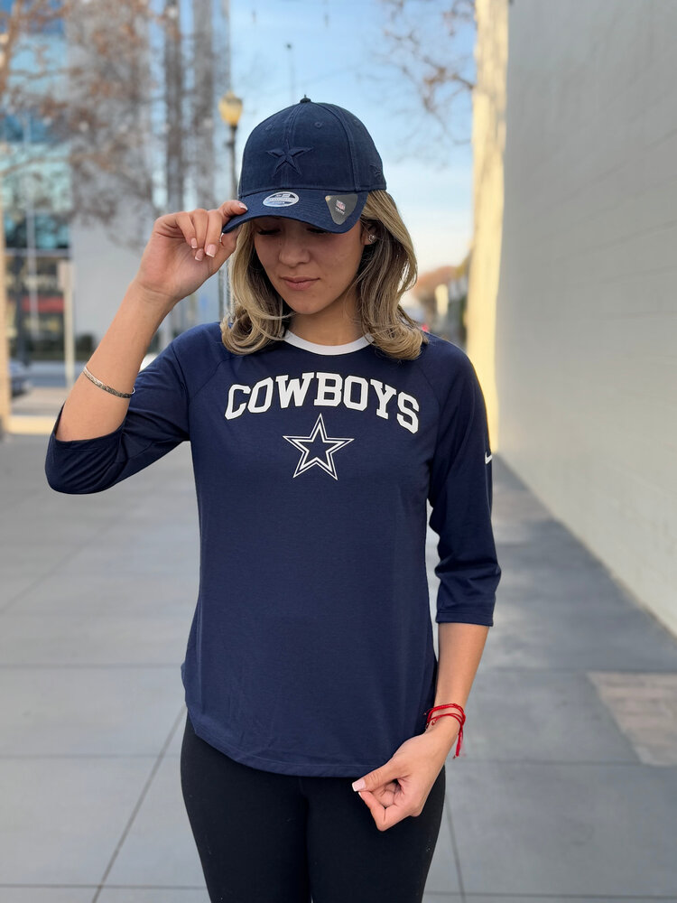 DCM Cowboys W Navy White 3/4-Sleeve Ringer