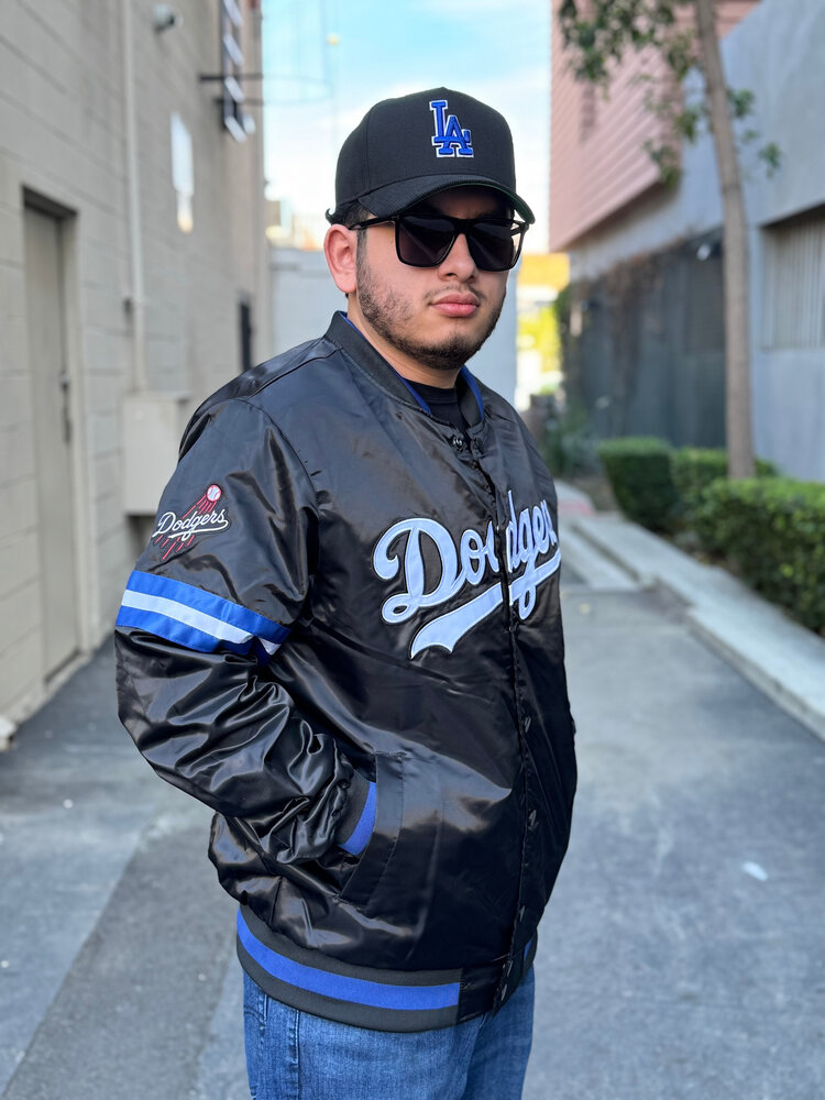 Starter LA Dodgers Men's Starter Scout Satin Button-Down Jacket Black