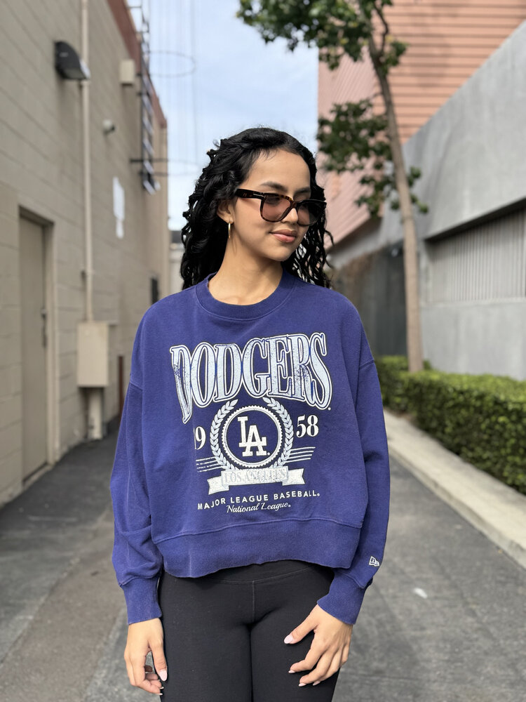 New Era LA Dodgers NE Women's Throwback Mineral Royal Crew Sweater