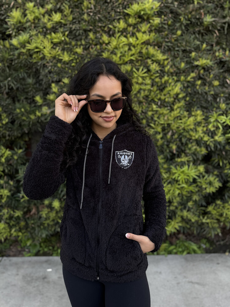 New Era Raiders Women's NE Sherpa Black F/Z Hoodie