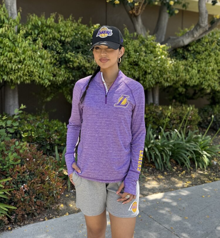 New Era LA Lakers W NE Purple Space Dye 1/4 Zip L/S