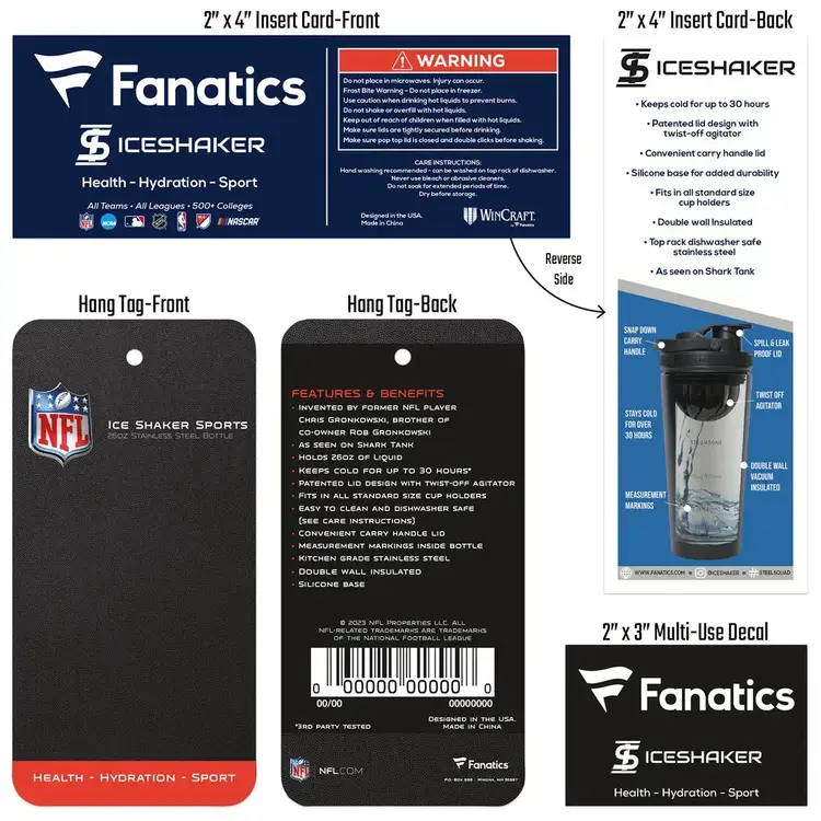 Wincraft 4D Stainless Steel Ice Shaker Tumbler 26 oz Team Color - Patriots