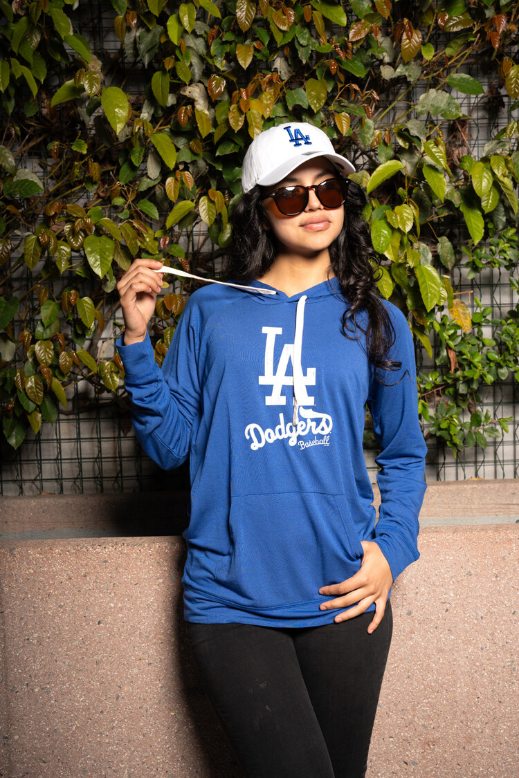 G-III LA W Pre-Game Royal Lightweight P/O Hoodie LA+Script