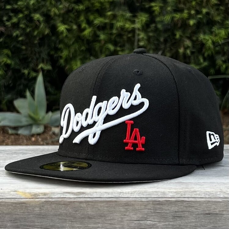 New Era LA Dodgers Wordmark Black White Red LA