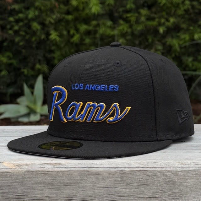 Rams Black Rams LA Rams Retro Script Black Team - The Locker Room of Downey