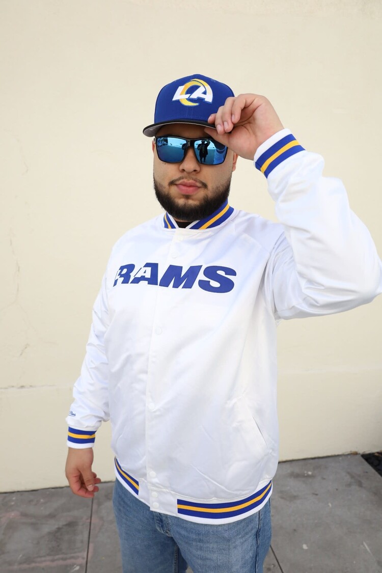 Mitchell and Ness LA Rams M&N Lightweight Satin Jacket White