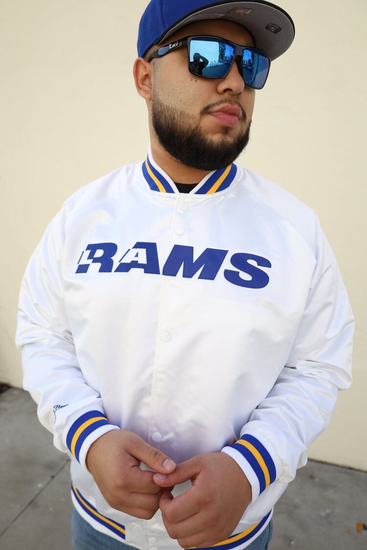Mitchell and Ness LA Rams M&N Lightweight Satin Jacket White