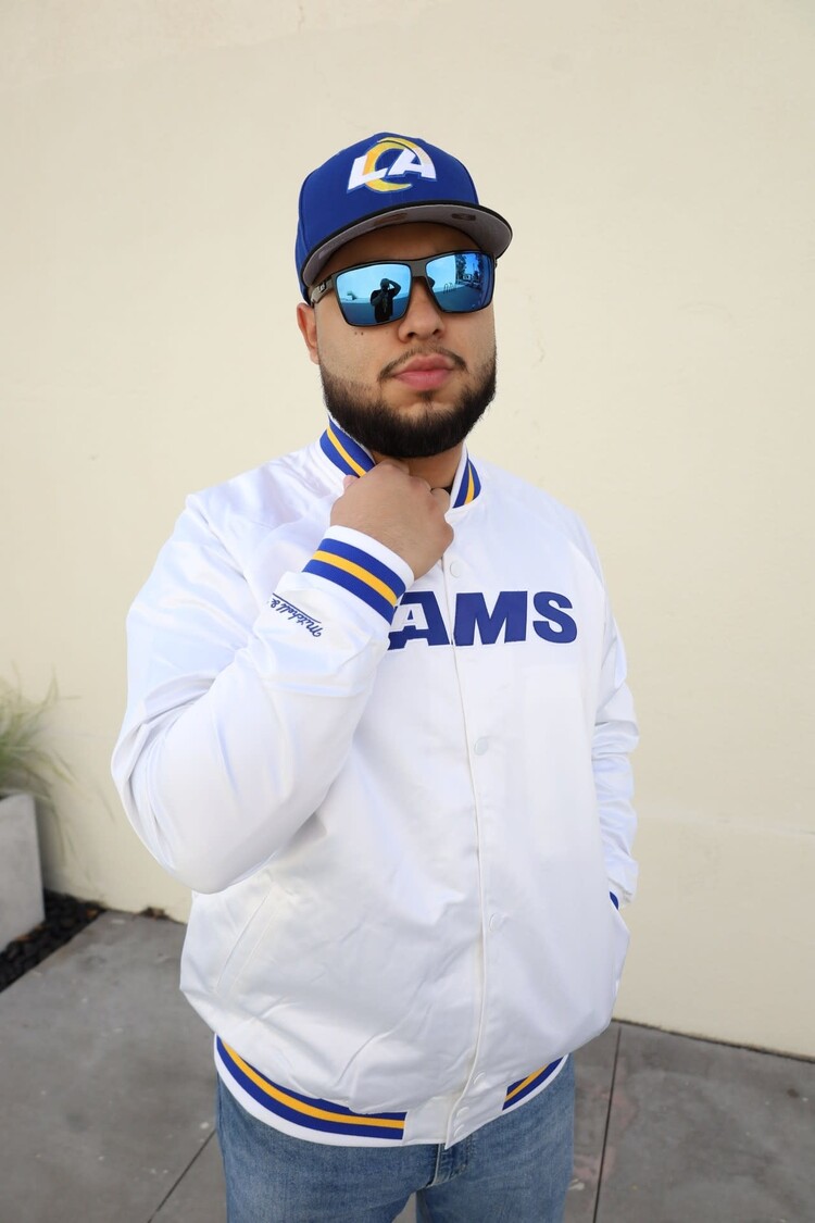 Mitchell and Ness LA Rams M&N Lightweight Satin Jacket White