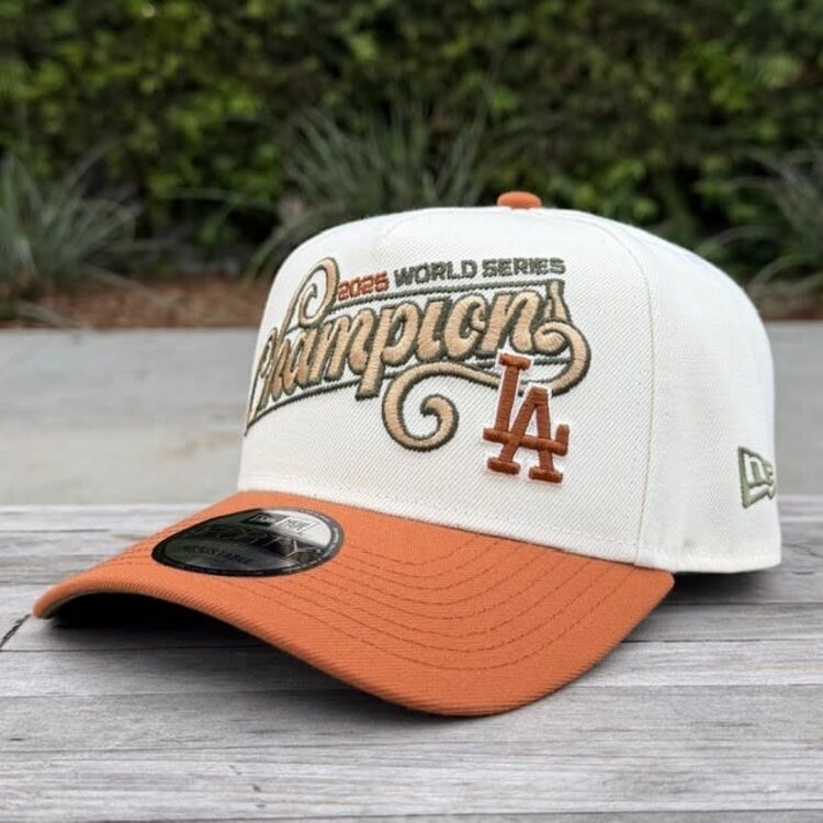 New Era LA Ivory/Light Brown 2025 World Series Champ Script 940 a-frame