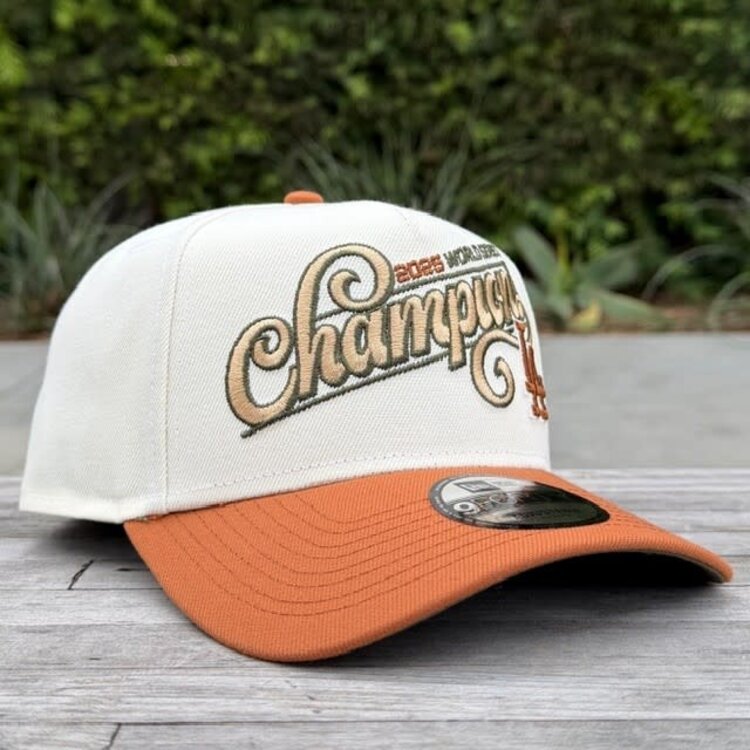 New Era LA Ivory/Light Brown 2025 World Series Champ Script 940 a-frame