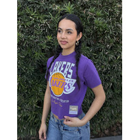 Mitchell and Ness LA Lakers M&N Women's Purple Cropped Boxy Tee
