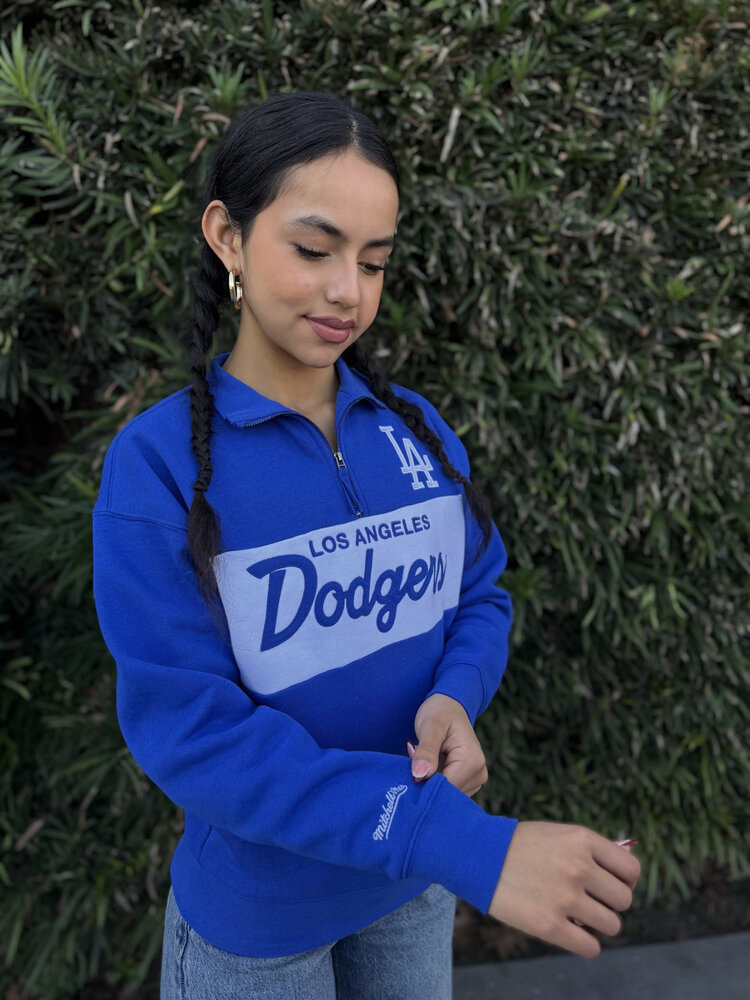 Mitchell and Ness LA Dodgers M&N Women's Team Color Head Coach 1/4-Zip