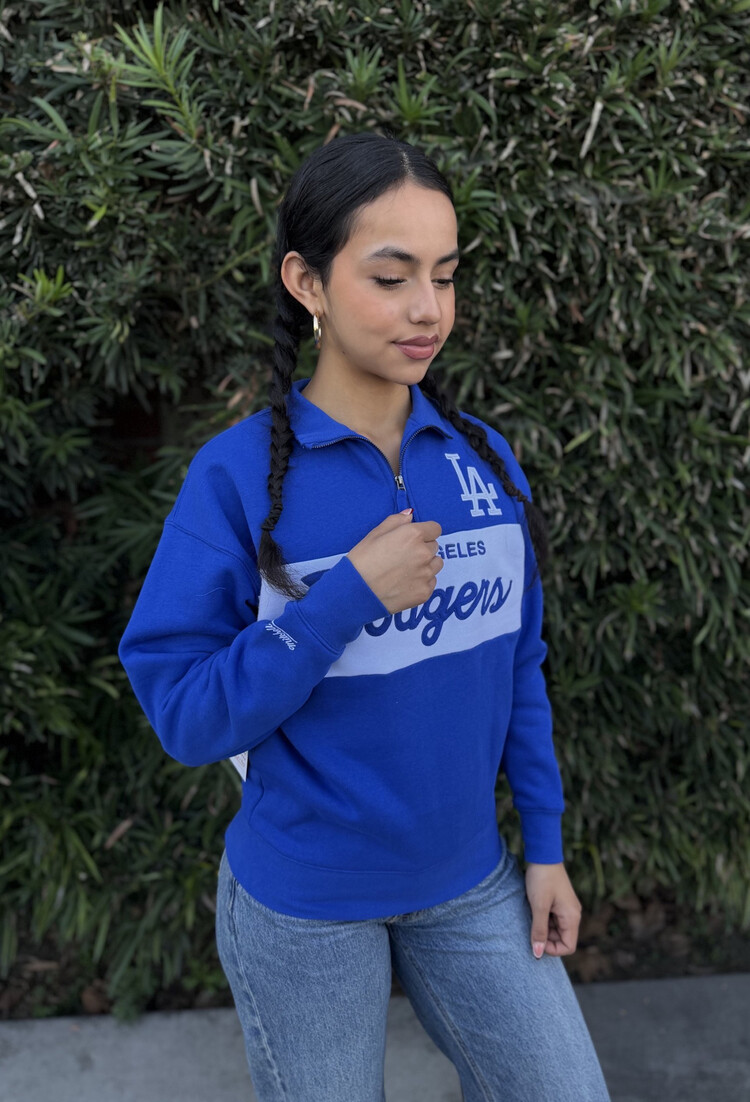 Mitchell and Ness LA Dodgers M&N Women's Team Color Head Coach 1/4-Zip