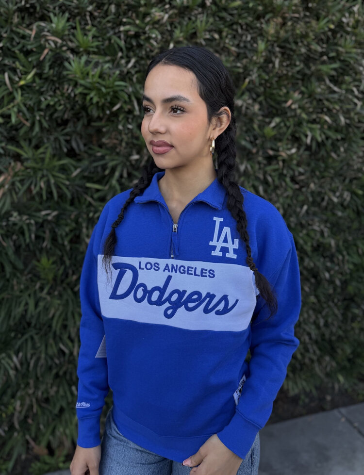 Mitchell and Ness LA Dodgers M&N Women's Team Color Head Coach 1/4-Zip