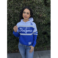 Mitchell and Ness LA Dodgers M&N Women's Head Coach Hoodie White/Royal