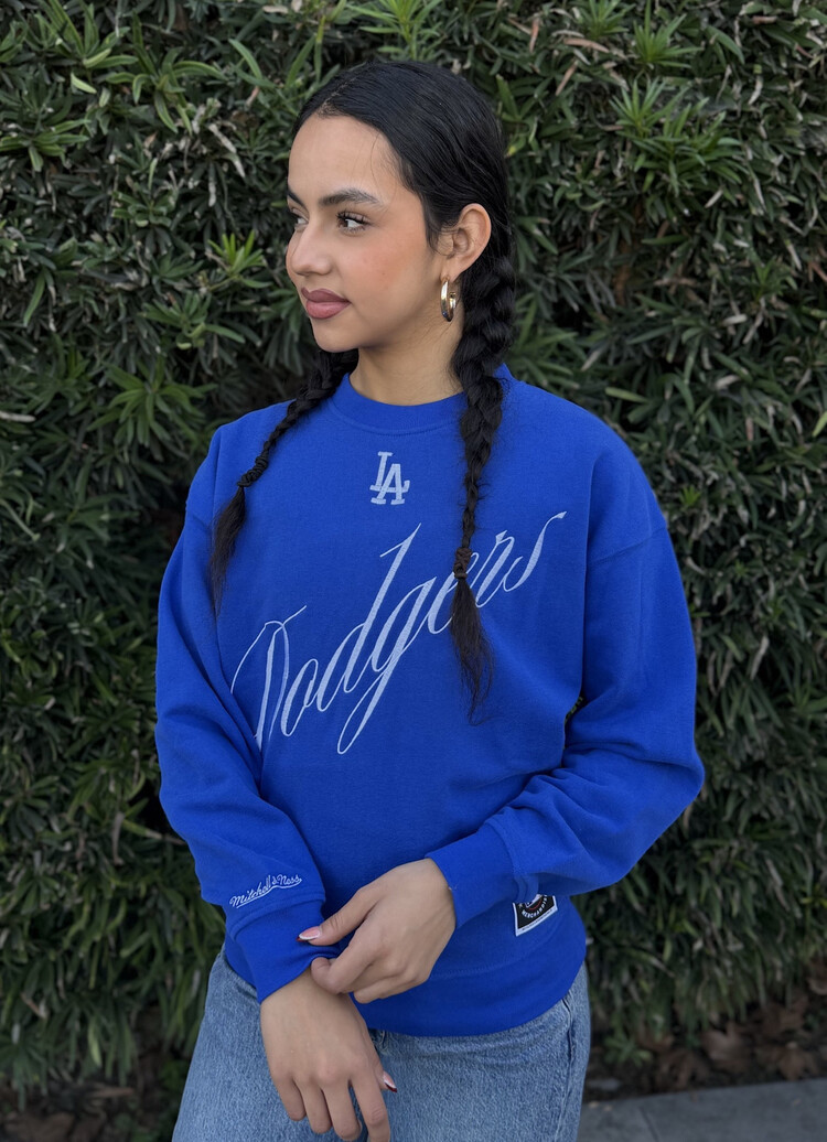 Mitchell and Ness LA Dodgers M&N Women's Script LT Crewneck Sweatshirt