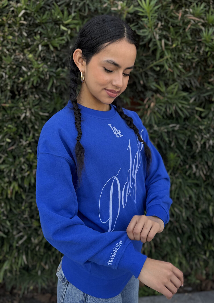 Mitchell and Ness LA Dodgers M&N Women's Script LT Crewneck Sweatshirt