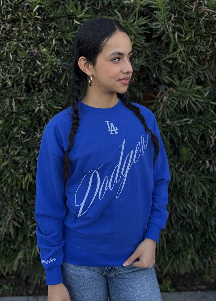 Mitchell and Ness LA Dodgers M&N Women's Script LT Crewneck Sweatshirt