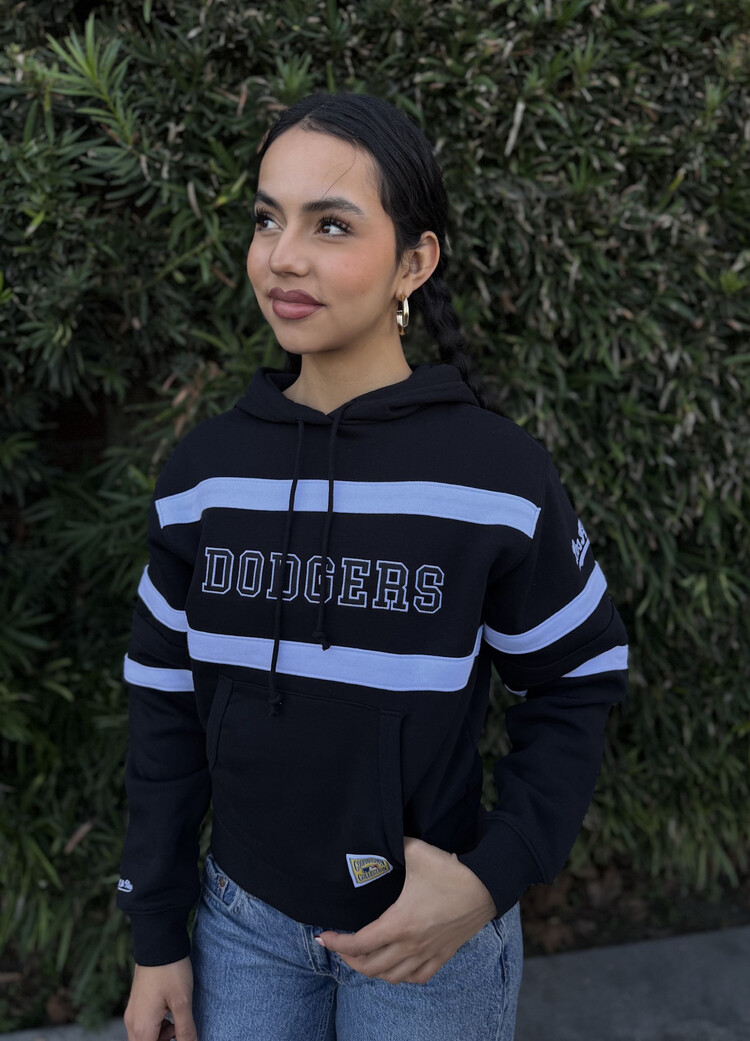 Mitchell and Ness LA Dodgers M&N Women's Head Coach Hoodie Black/White