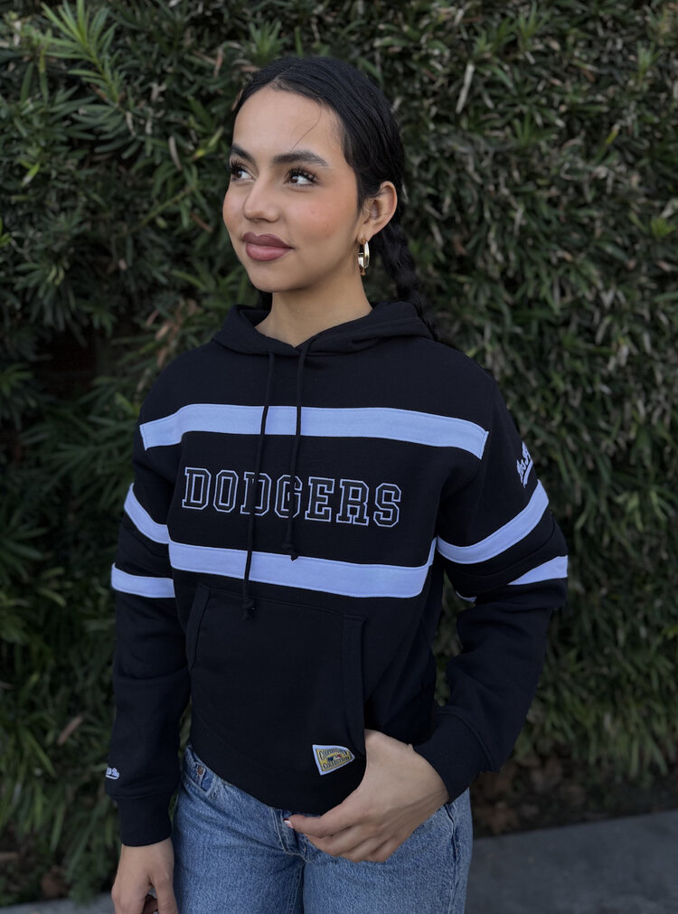 Mitchell and Ness LA Dodgers M&N Women's Head Coach Hoodie Black/White