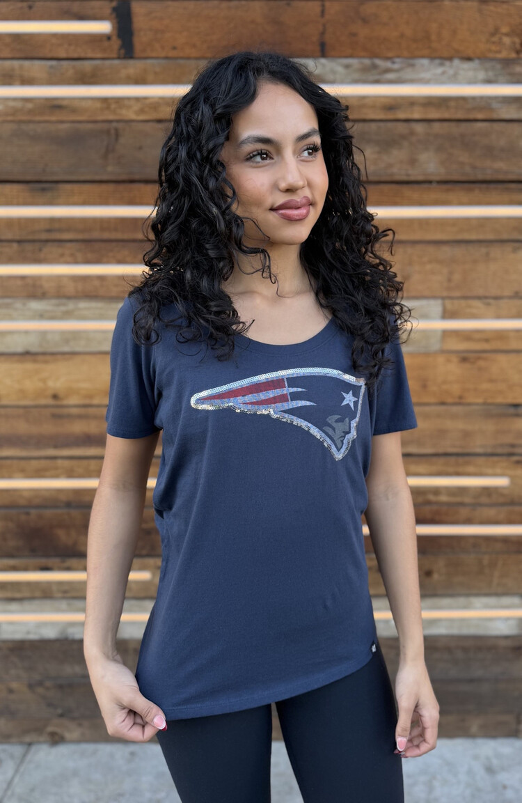 47 Brand Patriots W Lux Sequins Runback Scoop Navy